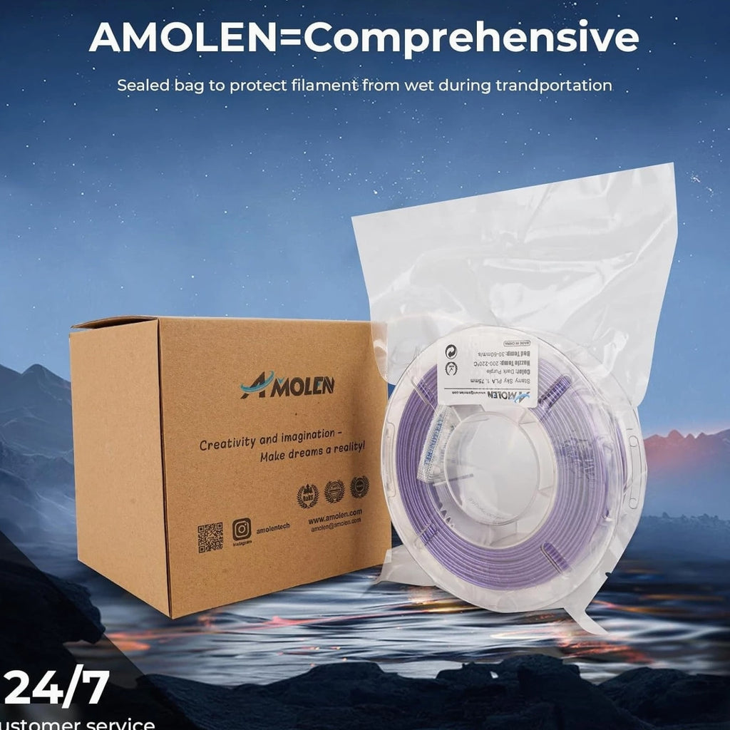 PLA 3D Printing Filament Bundle - Dark Purple/Green/Blue/Fuchsia, 200g