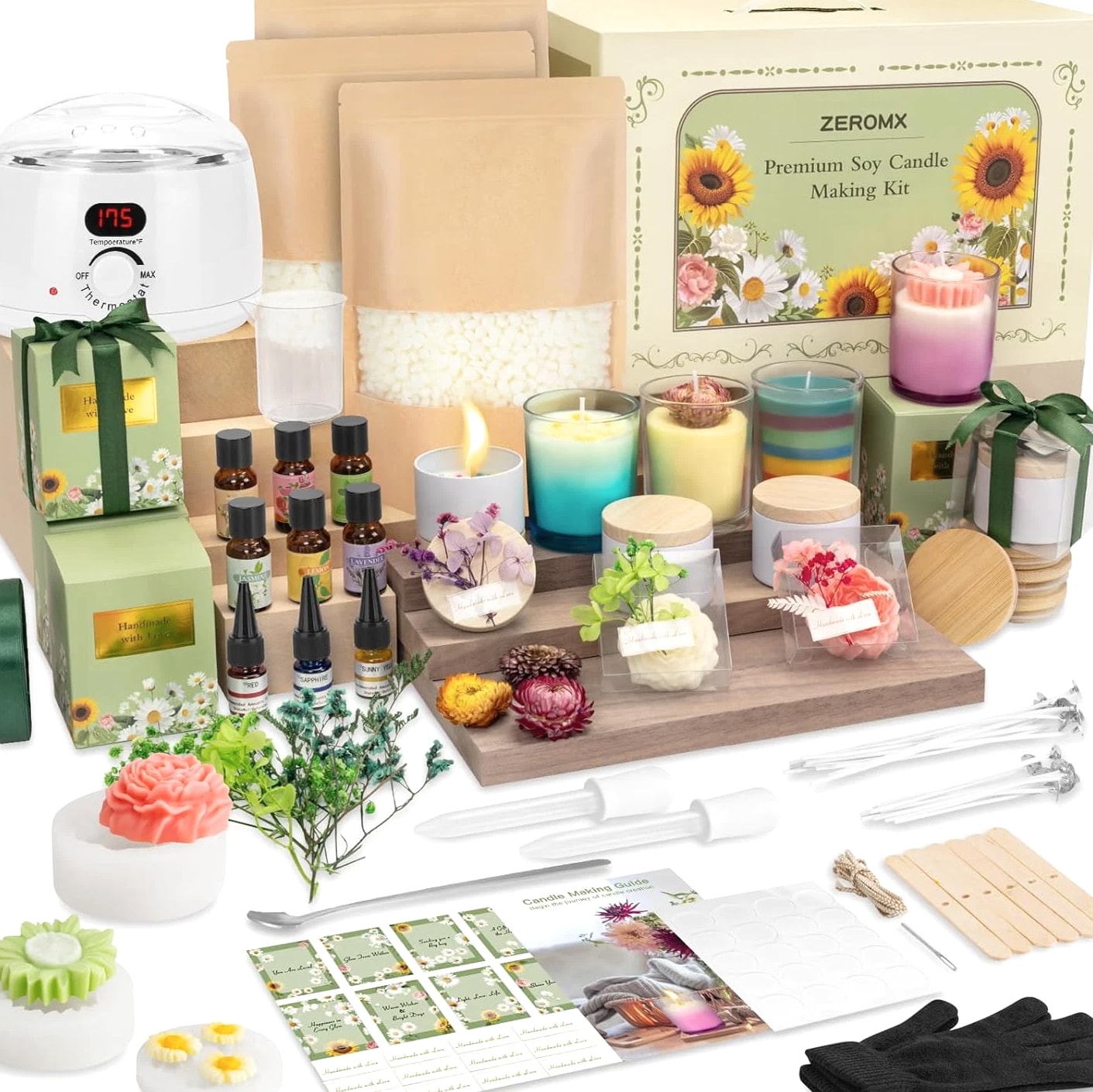 Candle Making Kit for Adults Beginners – 1200G Soy Wax, Digital Wax Melter Pot,