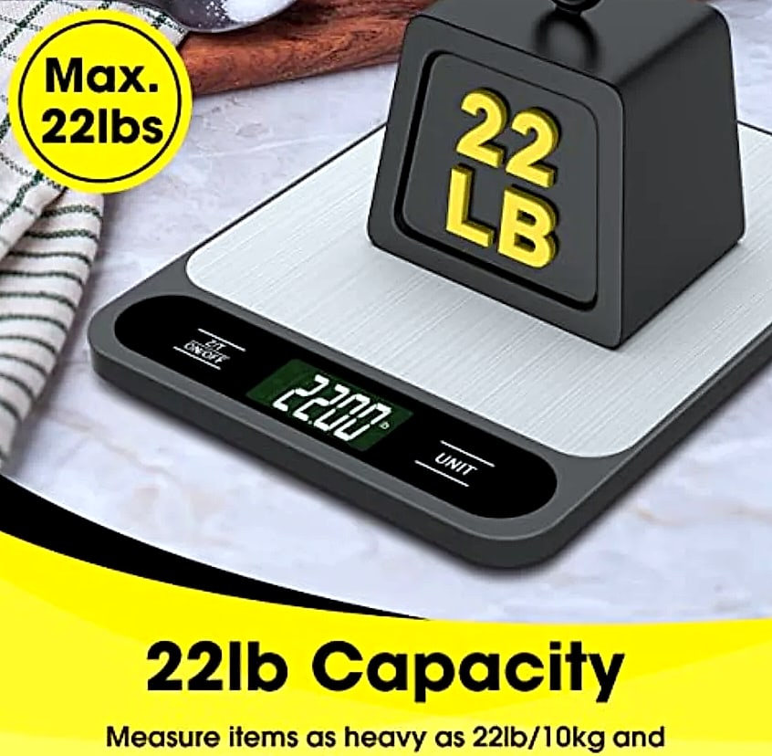 Digital Kitchen Scale 10kg 22lb with Tare Function