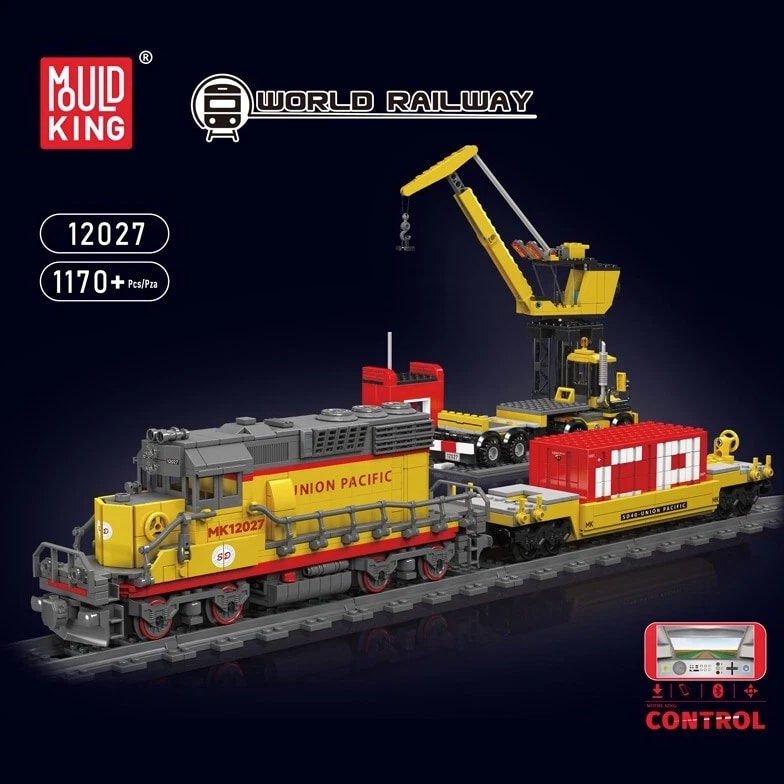 Mould King 12027 Diesel Locomotive Train Trailer Building Block Remote Control Toy