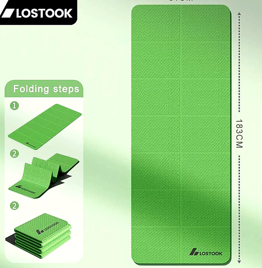 Lostook 4mm TPE Foldable Yoga Mat 183x61cm for Travel