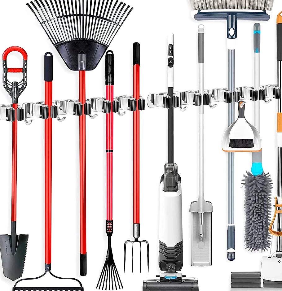 Stainless Steel Wall Mounted Mop and Broom Holder Organizer
