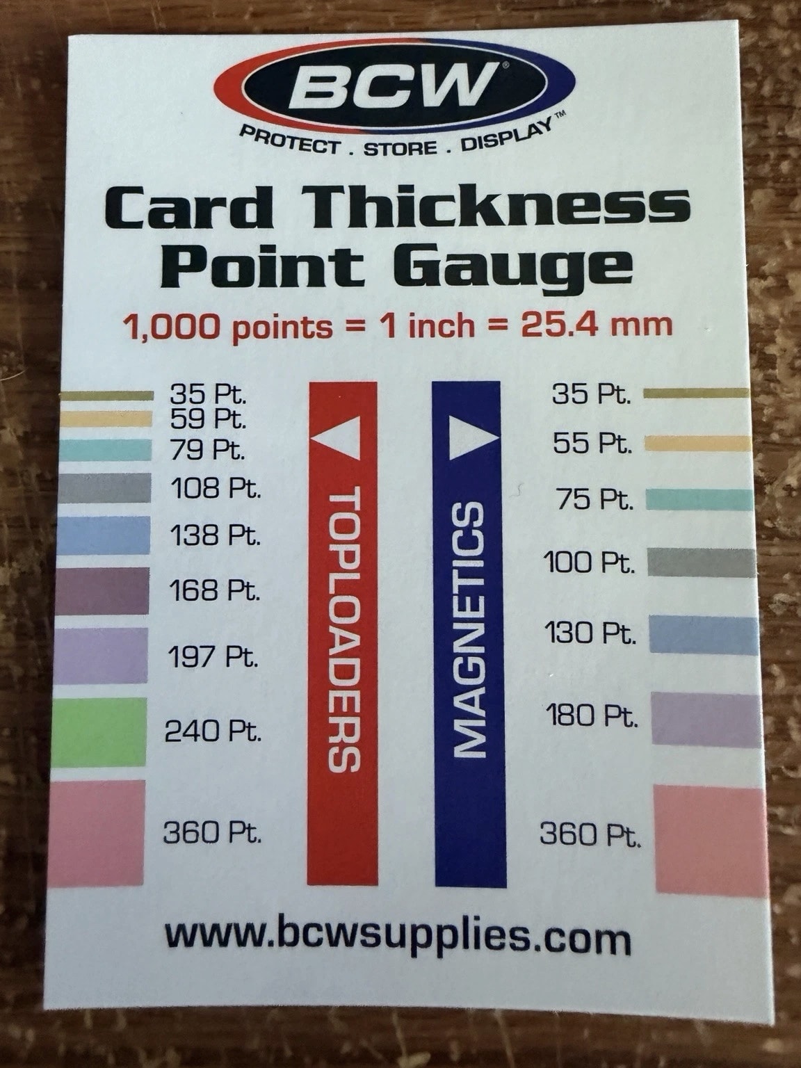 BCW Thickness Point Gauge Trading Card Measurement Tool