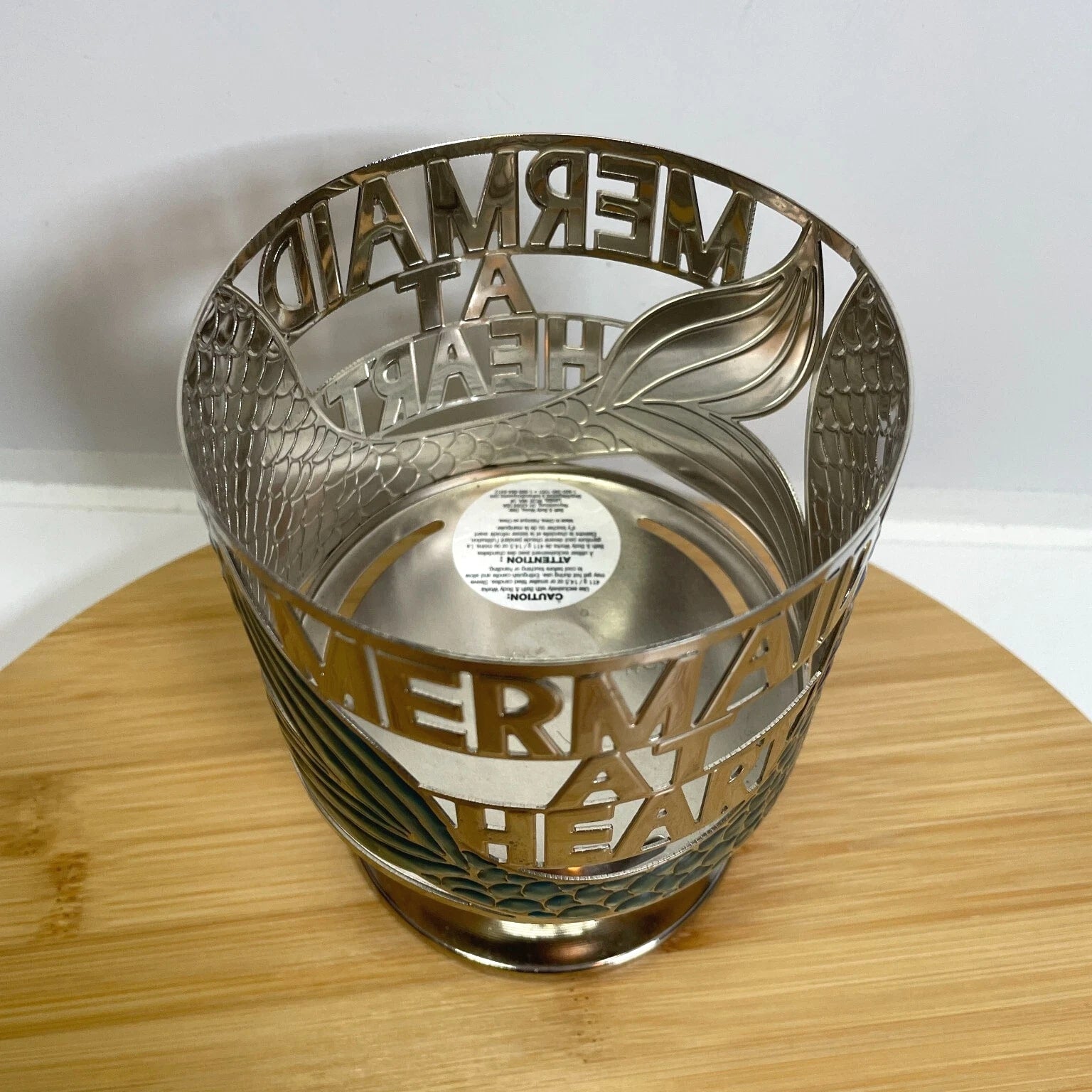 Bath & Body Works "Mermaid At Heart" Silver Metal 3 Wick Candle Holder Pedestal