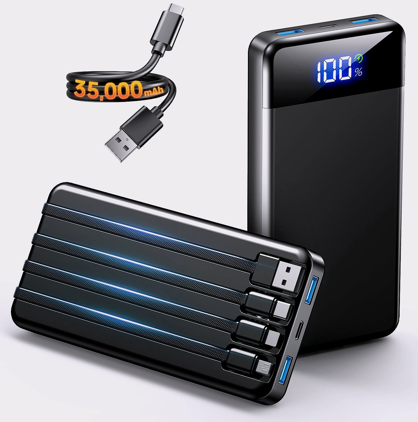 SABANI 35000mAh Power Bank with 4 Built-in Cables