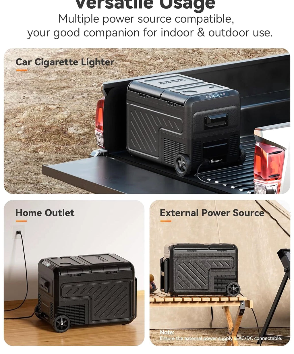 12 Volt Car Refrigerator Portable Freezer 39/48/58Qt Truck RV Fridge APP Control