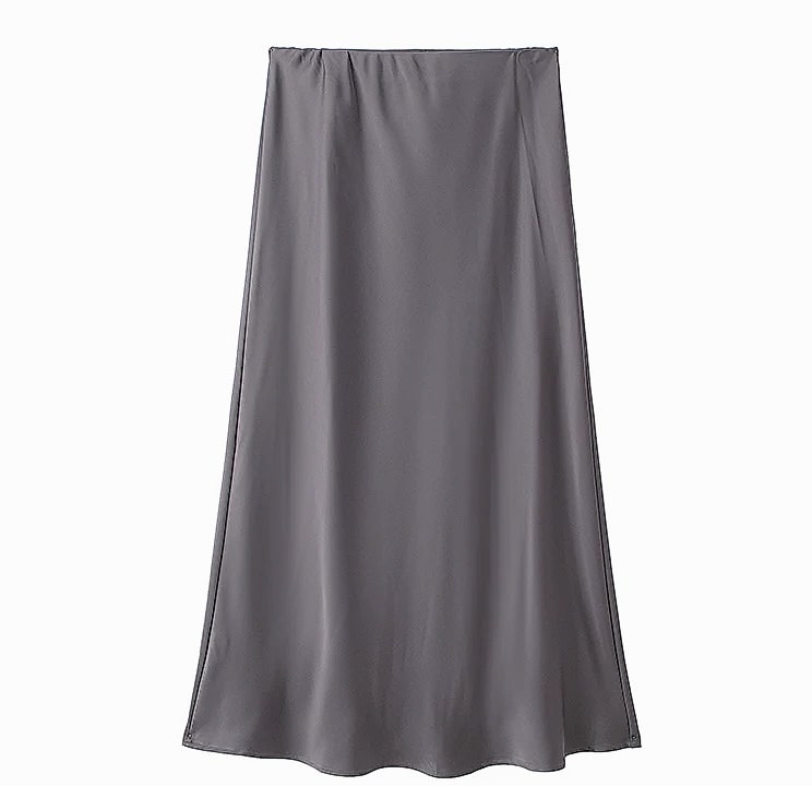Willshela Women's Satin Pleated Midi Skirt Elastic Waist