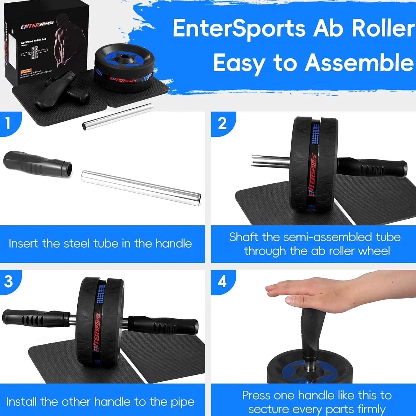 Ab Roller Wheel for Abs Workout - Abdominal Exercise Equipment with 2 Knee Pads