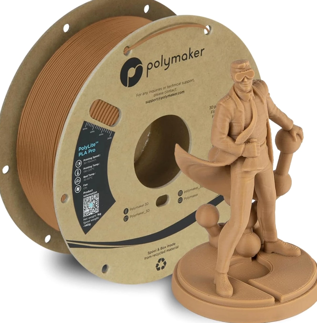 PLA PRO Filament 1.75Mm Army Beige, Powerful 3D Printer Filament 1Kg Polylite
