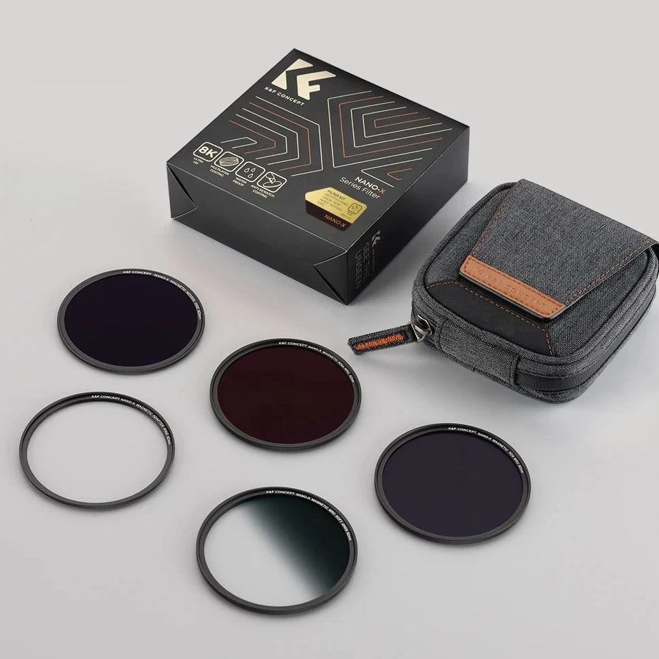 K&F Concept Magnetic Lens Filter Kit GND8+ND8+ND64+ND1000+Adapter Ring 49mm-82mm