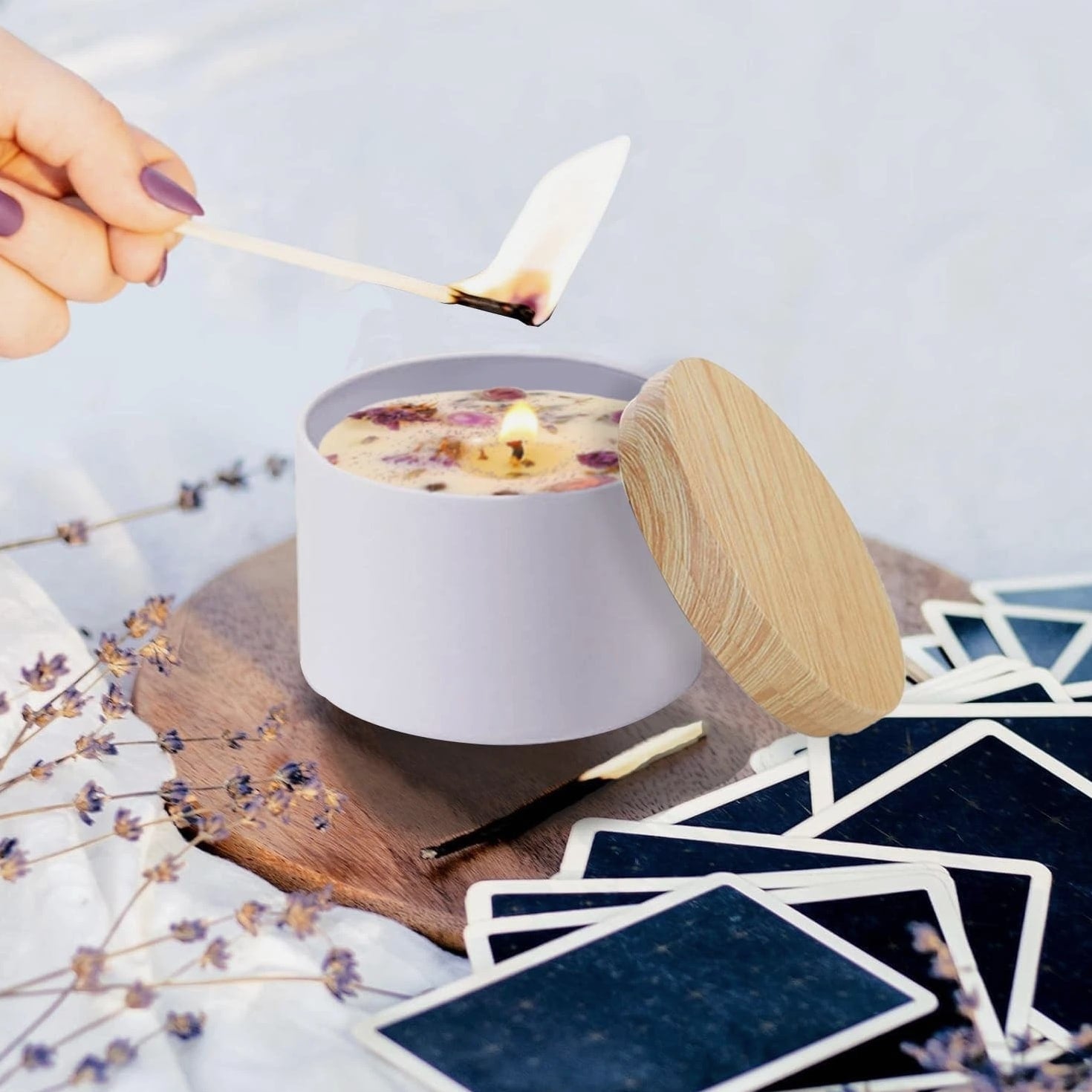 24 Pcs 4oz White Candle Tins With Wood Grain Lids, Matte Jars for Candle Making