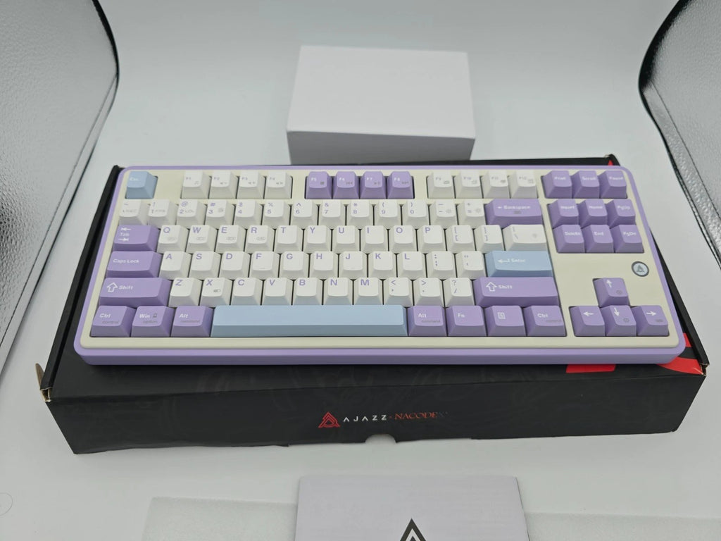 AJAZZ AK870 Tri Mode Hot Swap Mechanical Keyboard Gift Switch - Purple White