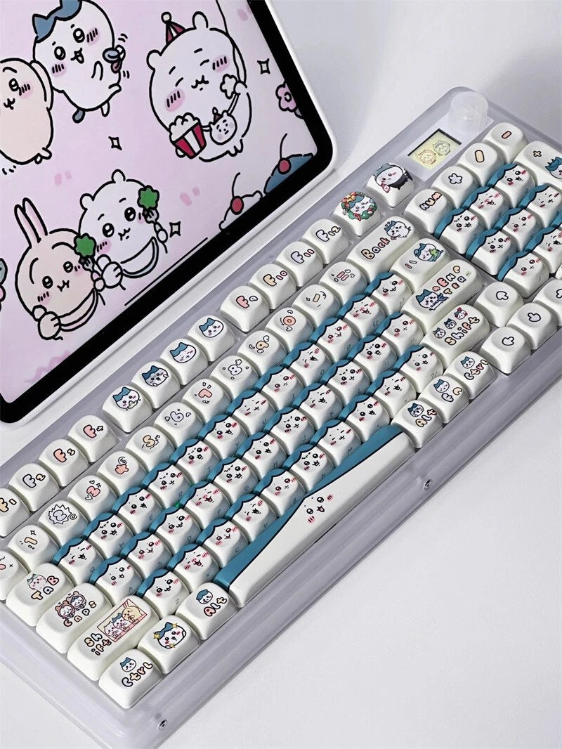 Cartoon Chiikawa Hachiware Keycaps For Mechanical Keyboard Full Set 131 Keys
