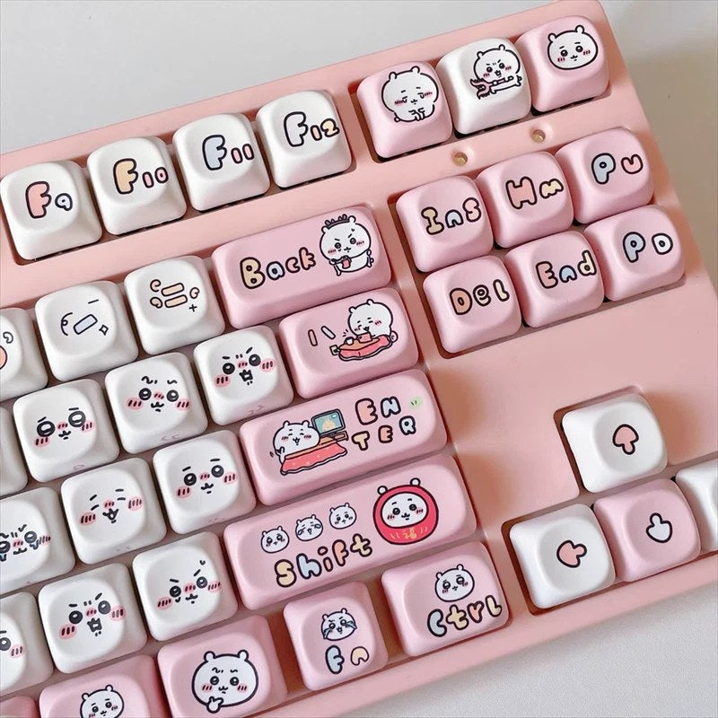 Cartoon Chiikawa Keycaps 131 Keys PBT Key Cap for Mechanical Keyboard Full Set