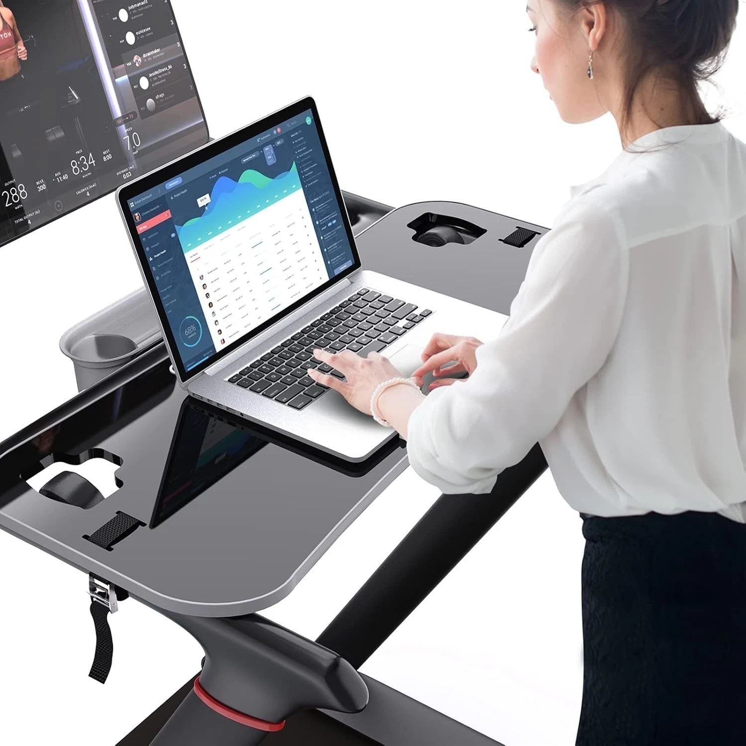Universal Ergonomic Treadmill Desk Tray with Tablet Holder - 15" D x 35.4" W=
