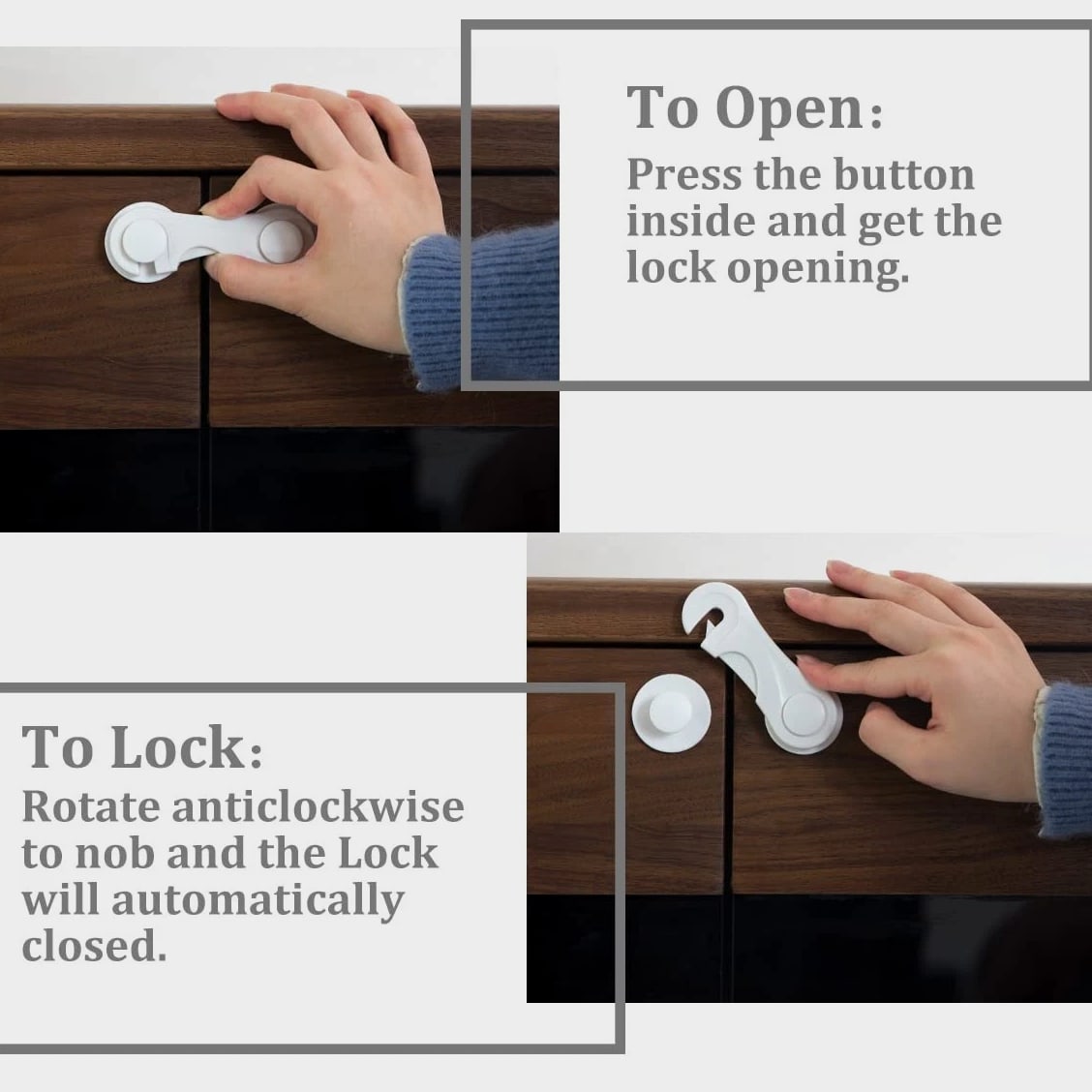 Cabinet Door Locks for Baby Proofing and Child Safety, 4 Pack Childproof Cab...