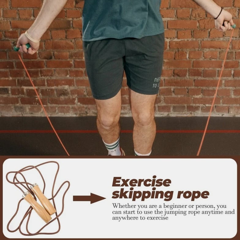 Fitness equipment, skipping rope exercise, indoor and outdoor, wooden handle