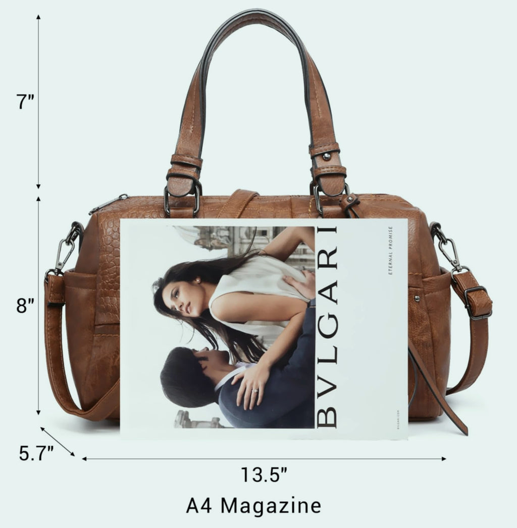 Dasein Women's Vegan Leather Barrel Bag Hobo Tote