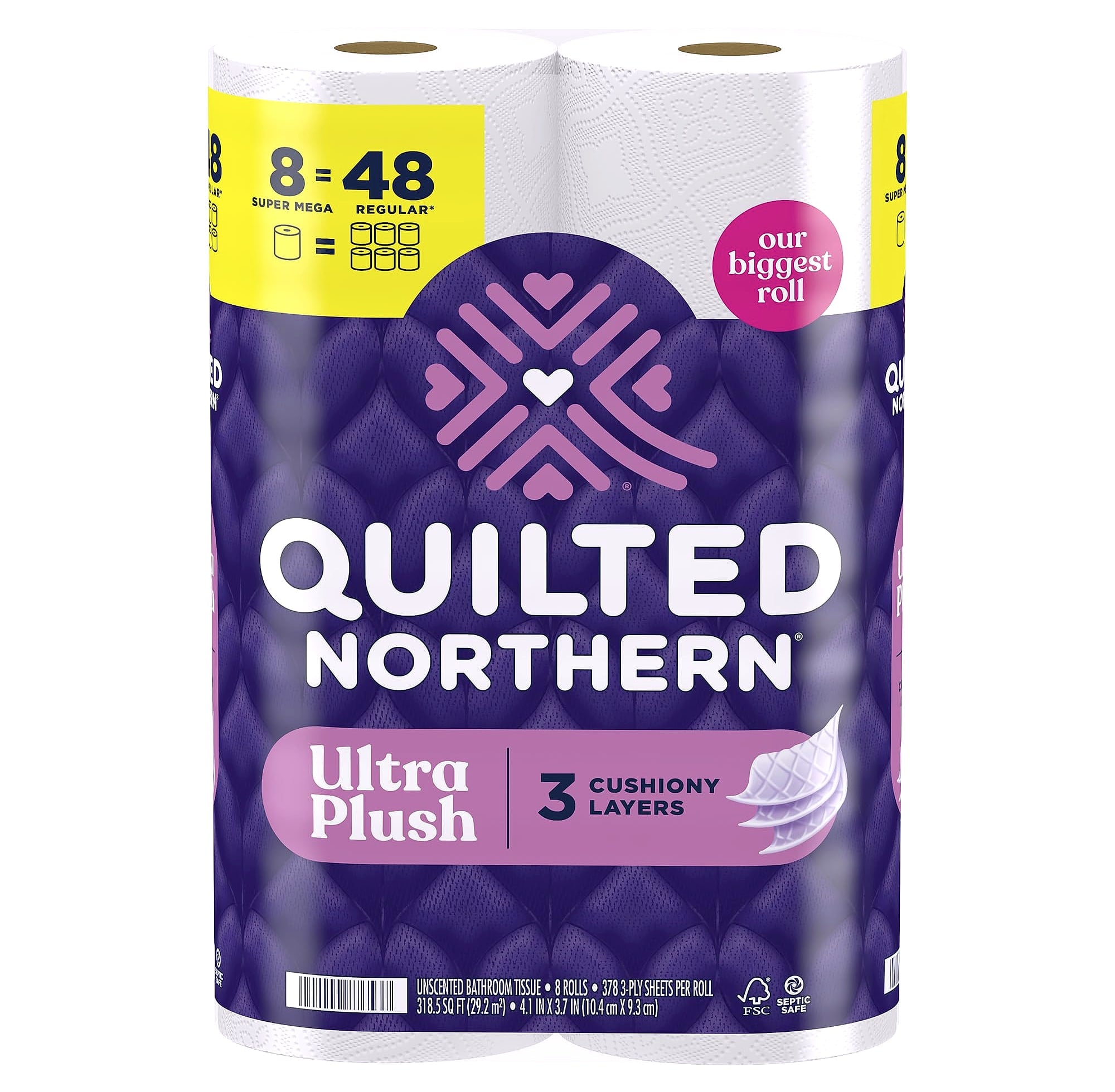 Quilted Northern Ultra Plush Toilet Paper, 6 Mega Rolls, 3-Ply Soft