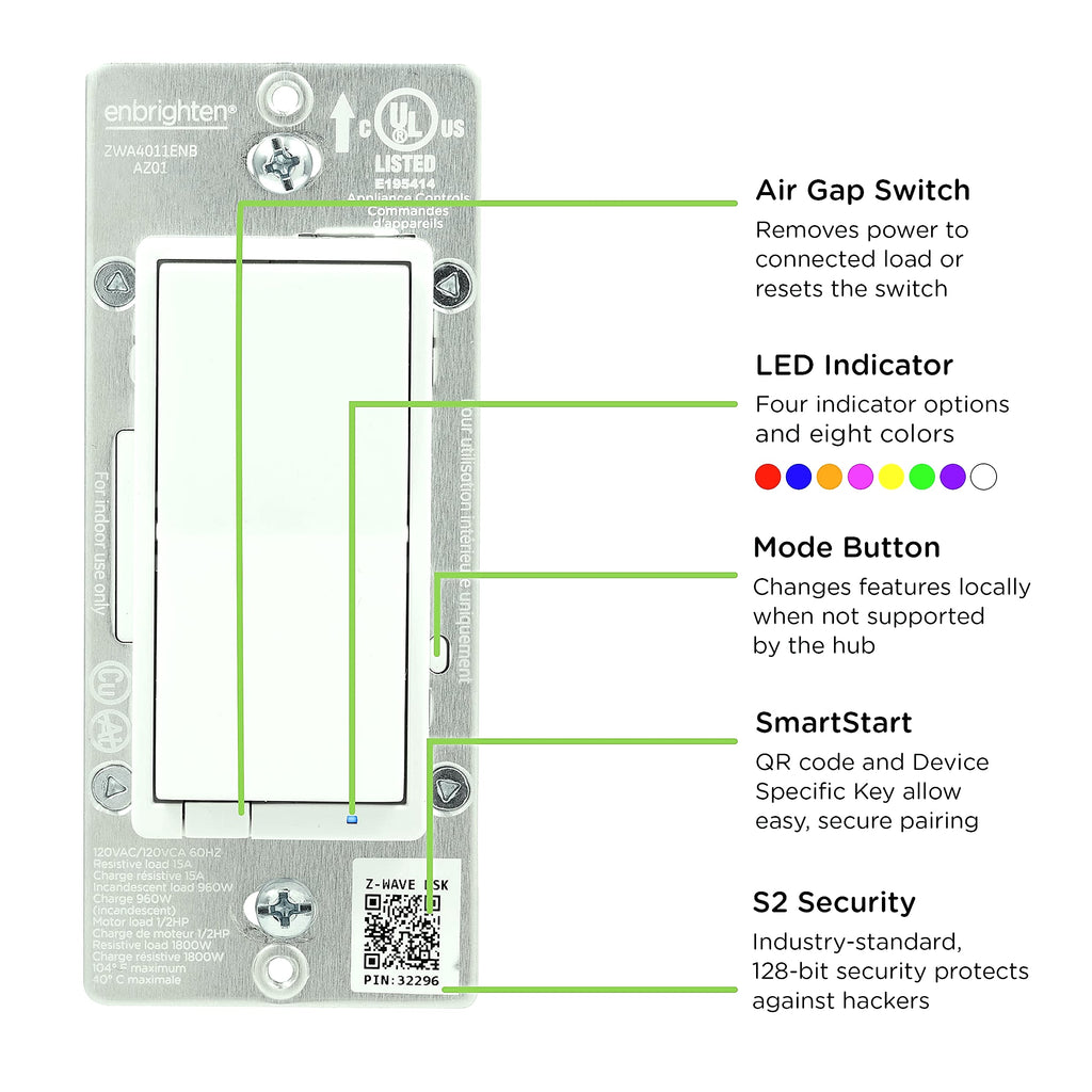 Enbrighten 58433 Z-Wave In-Wall Smart Light Switch