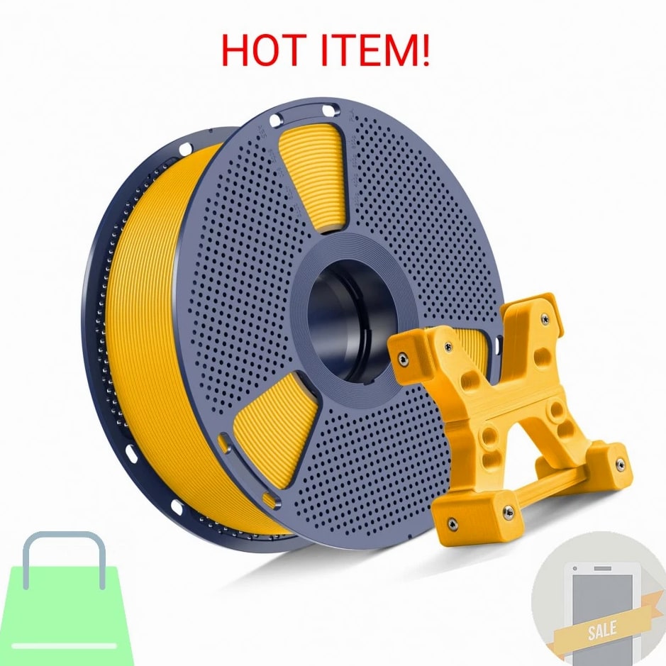 PETG Filament 1.75mm Mango Yellow - Ultra Tough, Heat Optimized, Odorless, 1kg