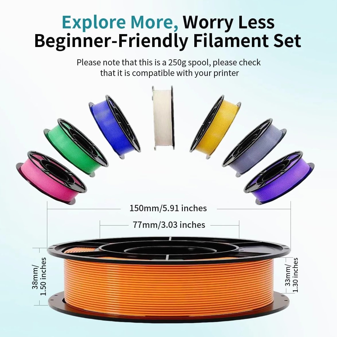 PLA+ 3D Printer Filament 1.75mm Bundle, Individually Vacuum Sealed, Multi-Color