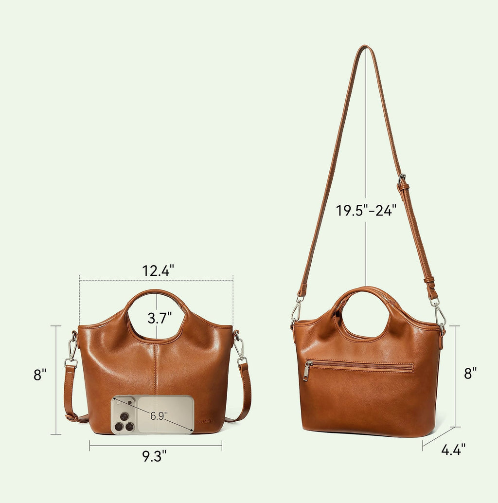 BOSTANTEN Vegan Leather Satchel Handbag with Detachable Strap