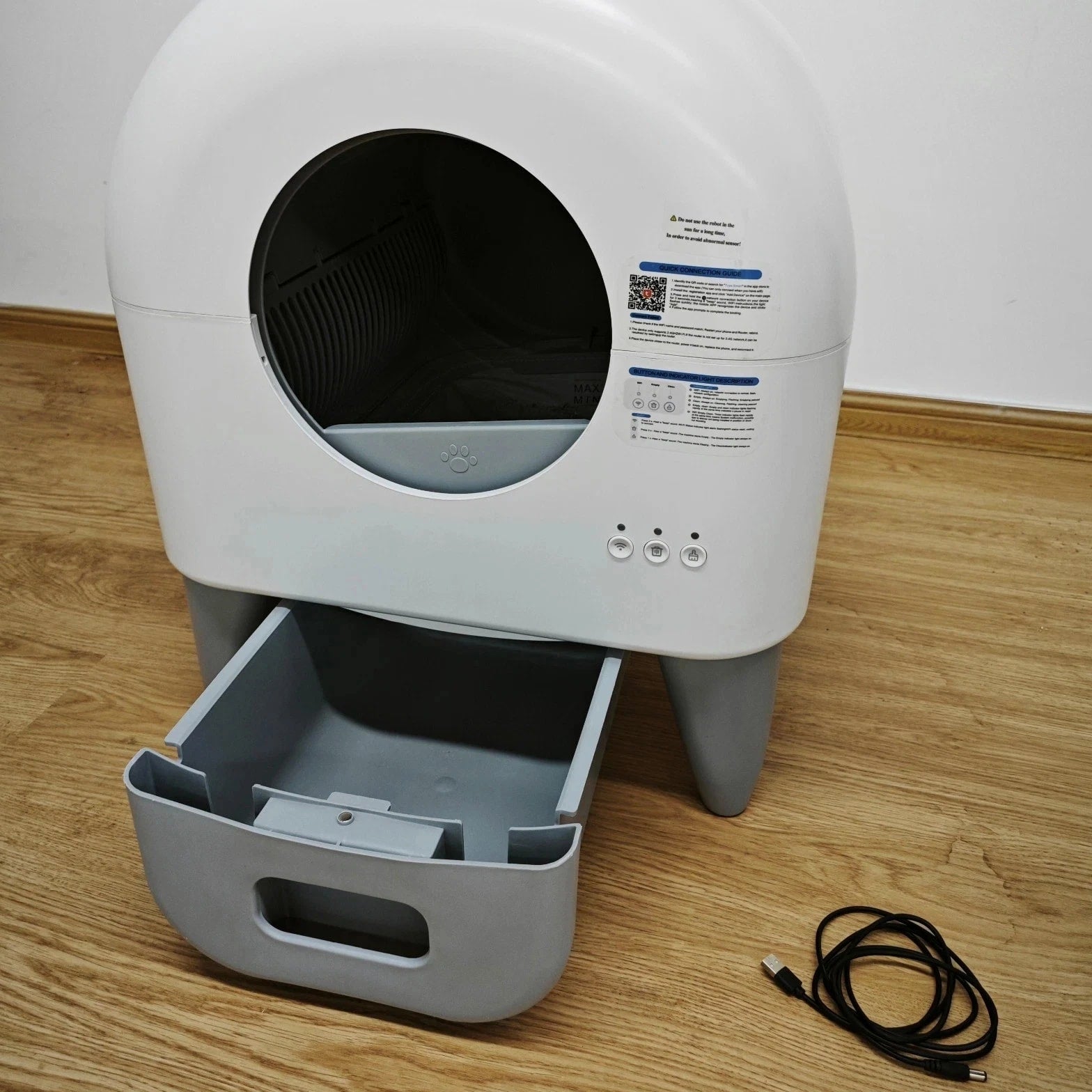 Used 95L Automatic Cat Litter Box, APP Control, Odor Control, Safety Sensor