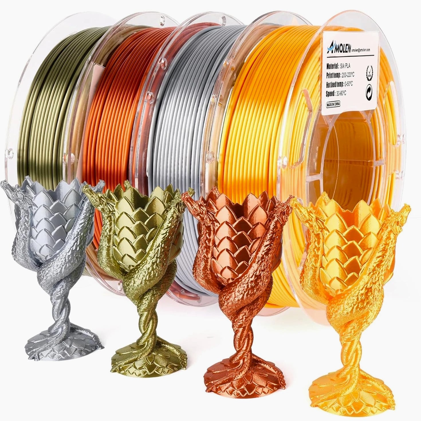 PLA 3D Printer Filament PLA Filament 1.75Mm Silk Filament Bundle,Gold, Silver...