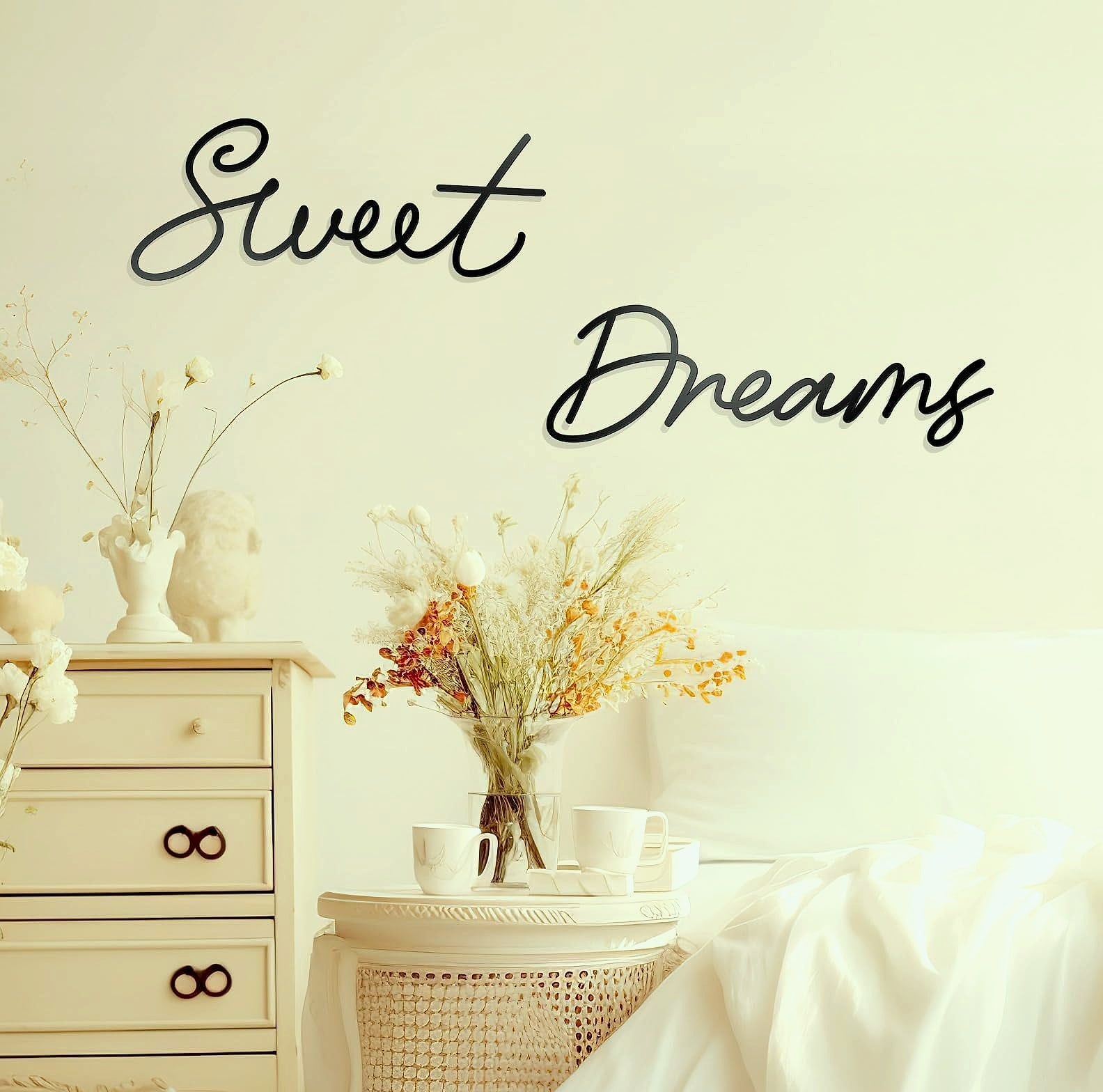 Zzbakress Sweet Dreams Metal Wall Decor for Bedroom