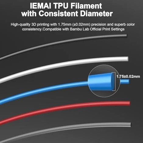 95A 3D Printer Filament 1.75mm, Flexible & Soft Polyurethane, TPU White