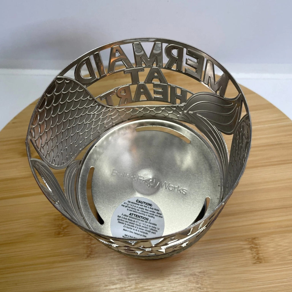 Bath & Body Works "Mermaid At Heart" Silver Metal 3 Wick Candle Holder Pedestal