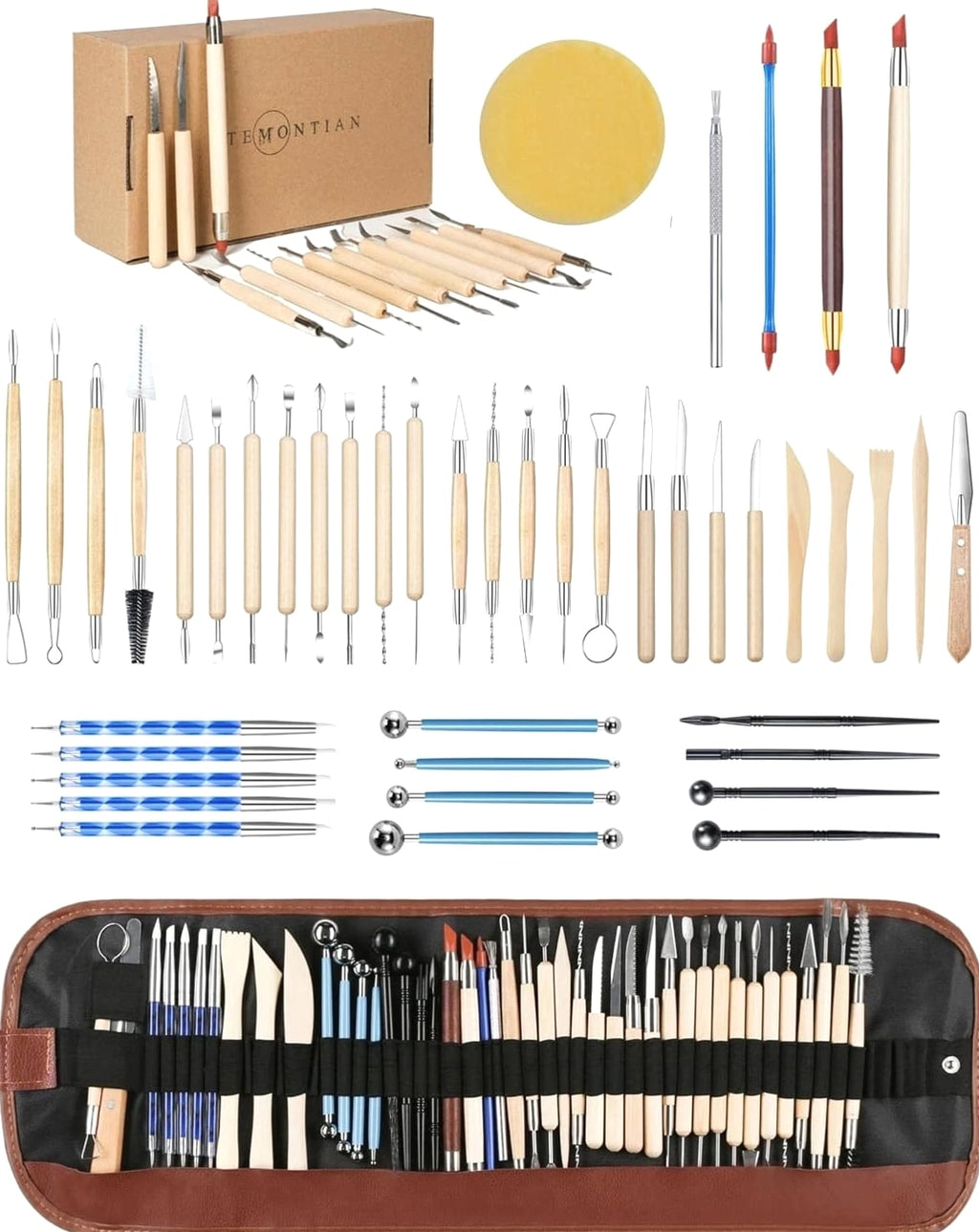 44-Piece Pottery Tools Set with Carrying Case