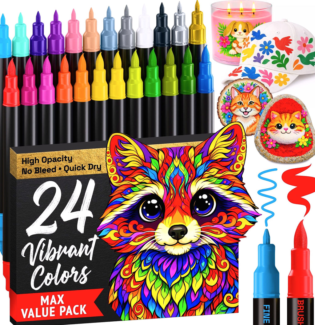 ARTISTRO 36 Acrylic Paint Markers with Dual Tips
