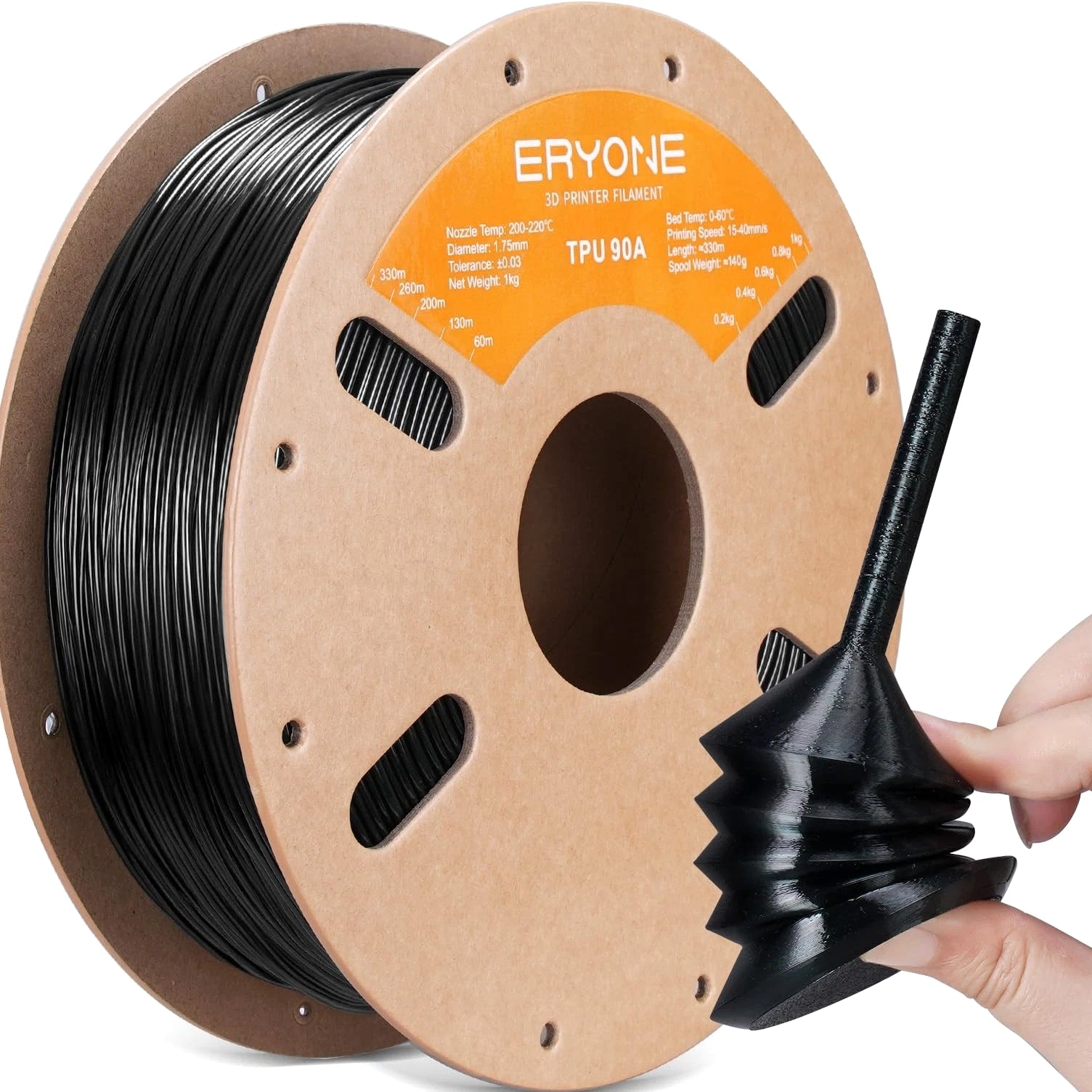 TPU Filament 1.75mm +/-0.03mm - Flexible TPU 90A 3D Printer Filament 1kg Spool