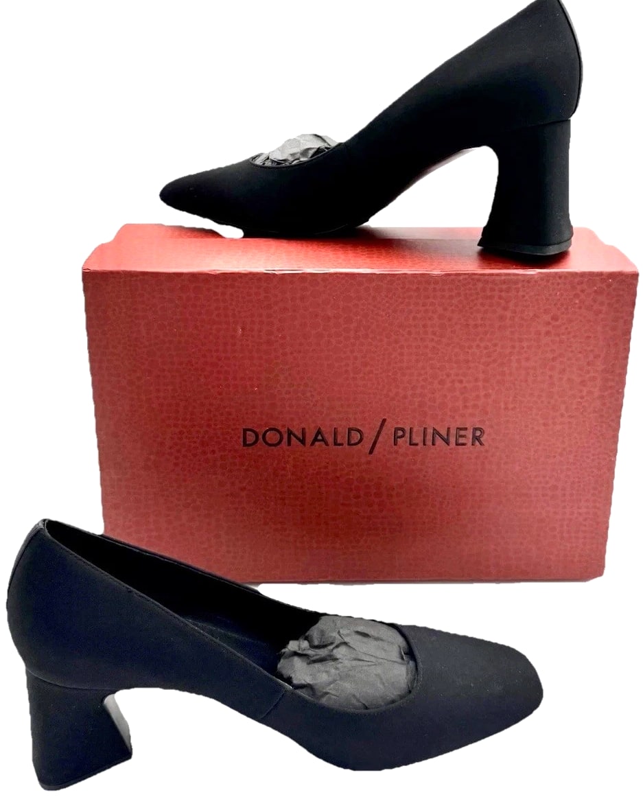 NEW Donald Pliner Womens Size 9 Crepe Elastic Parris Pump Block Heel Free Ship!
