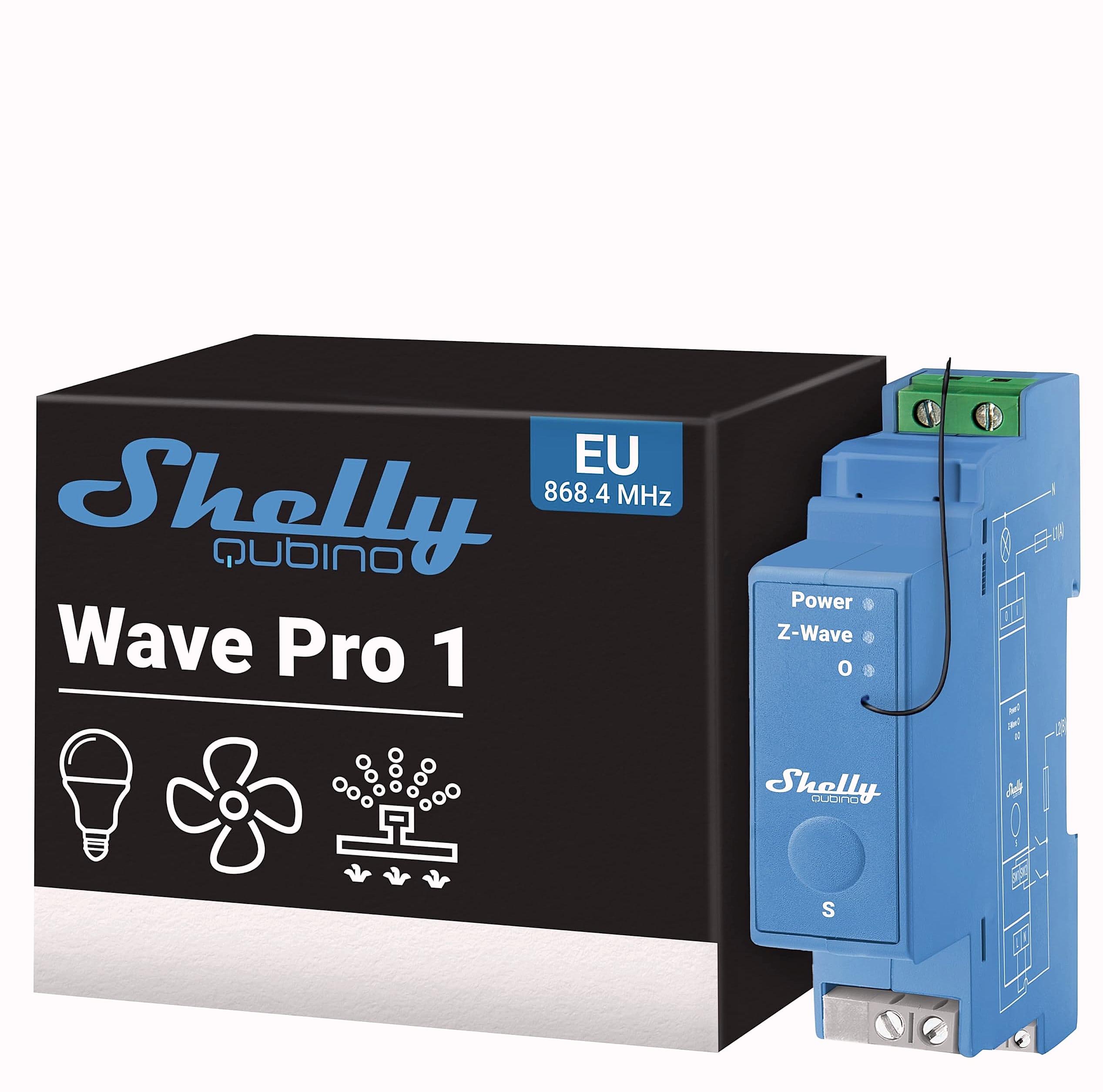 Shelly Wave Pro 2 Z-Wave Smart Relay Switch DIN Rail Mount