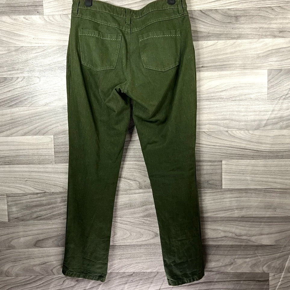 Pilcro & The Letterpress Women's Straight Leg Jeans Green Pockets Medium Wash Size 27