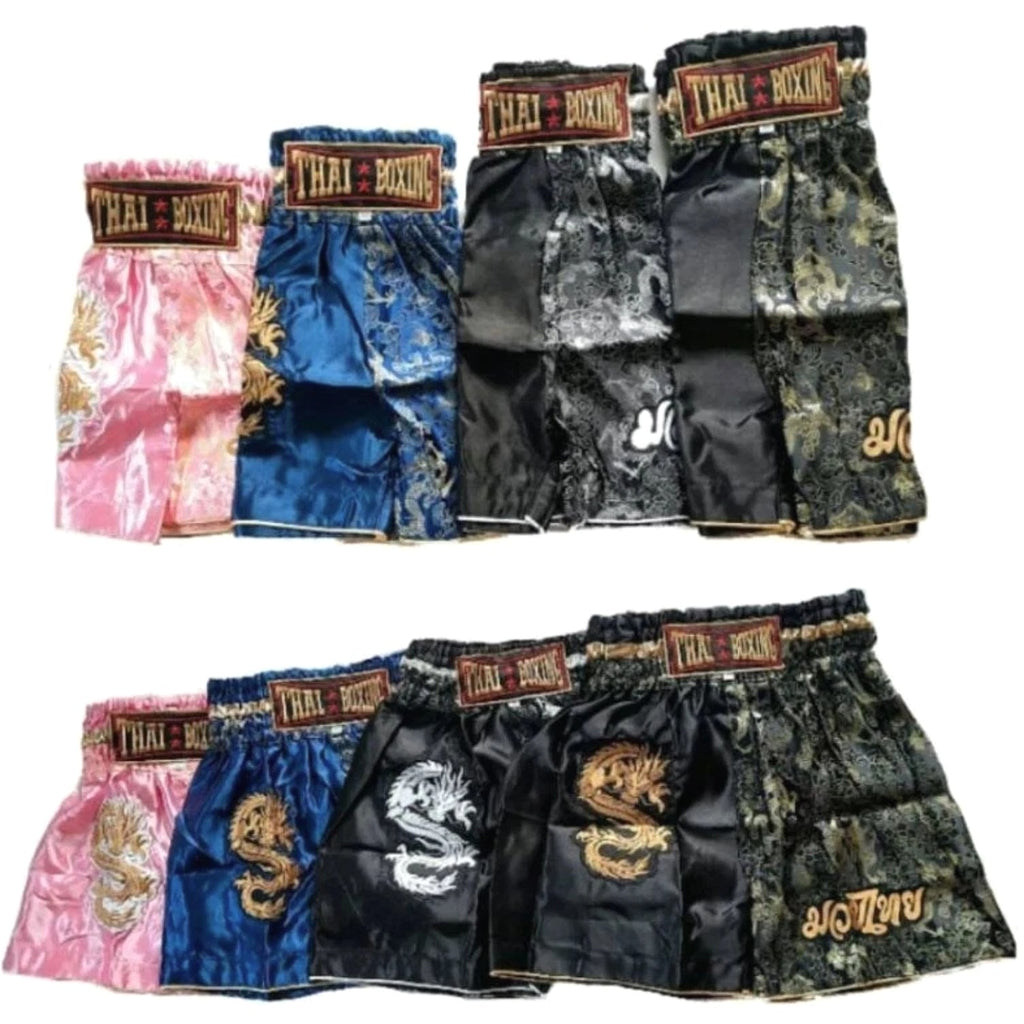 Muay Thai Fight Boxing Shorts Dragon Grappling Starter Kit Set Fitness Gym Gear