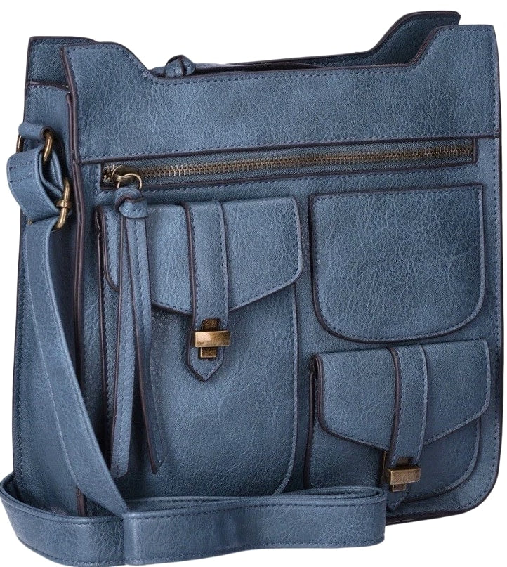 T Shirt & Jeans Women’s Tori Multi Pocket Crossbody Handbag, Blue
