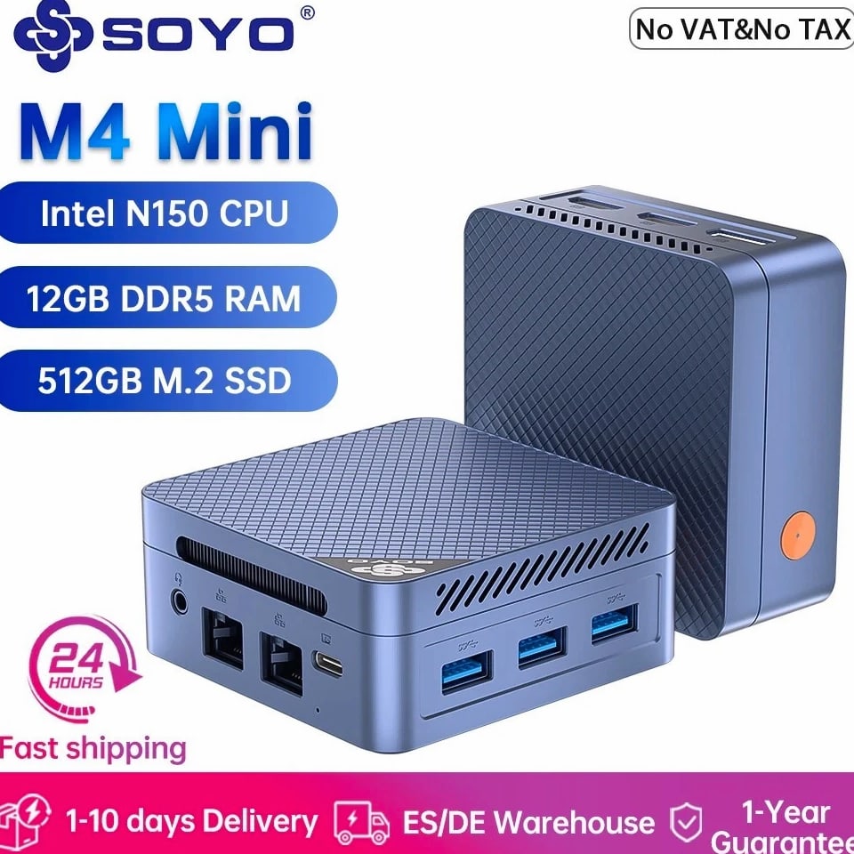 SOYO M4 Mini PC Intel N150 12GB DDR5 512GB SSD WiFi 5 BT5.0 Windows 11 Pro
