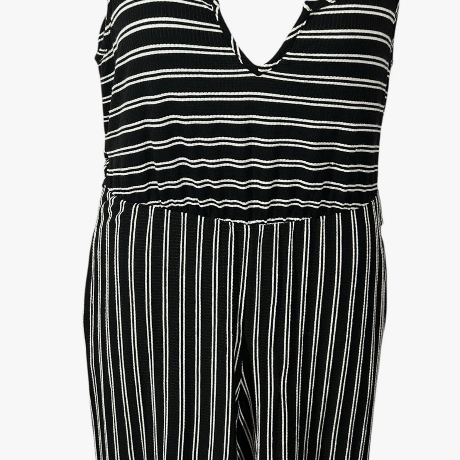 Torrid Women's Striped Culotte Jumpsuit Size 0 Black White Belted Wide Leg Pants