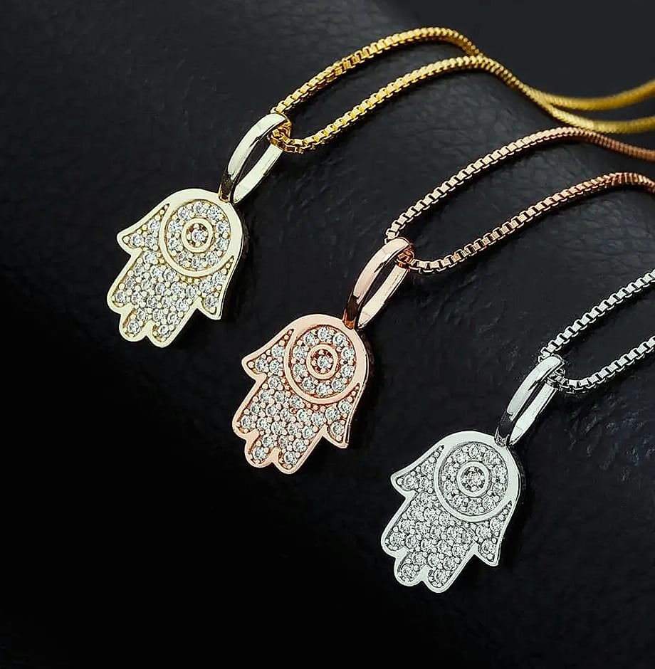 TOPGRILLZ 925 Sterling Silver Hand Pendant Cubic Zirconia