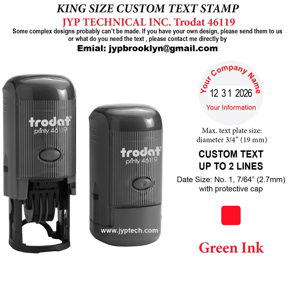 Trodat 46119 Round Rubber Self Inking Stamp 2 Lines Text and Date