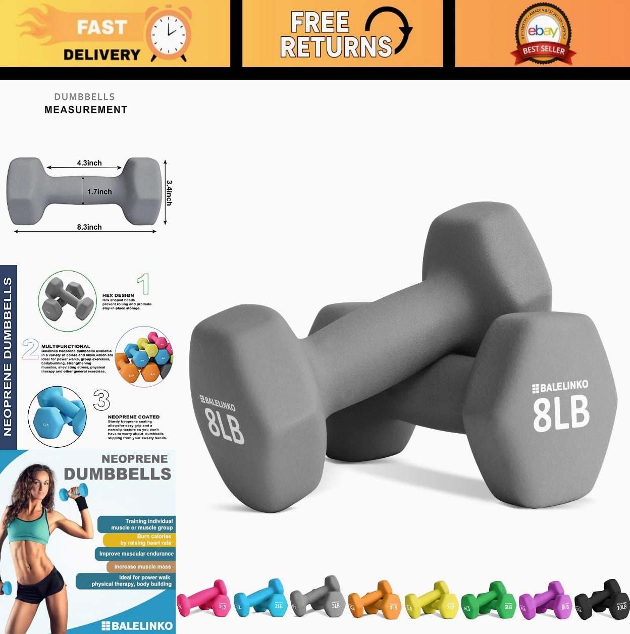 Home Gym Equipment Set for Strength Training, Weight Loss, Pilates & Yoga - Weig