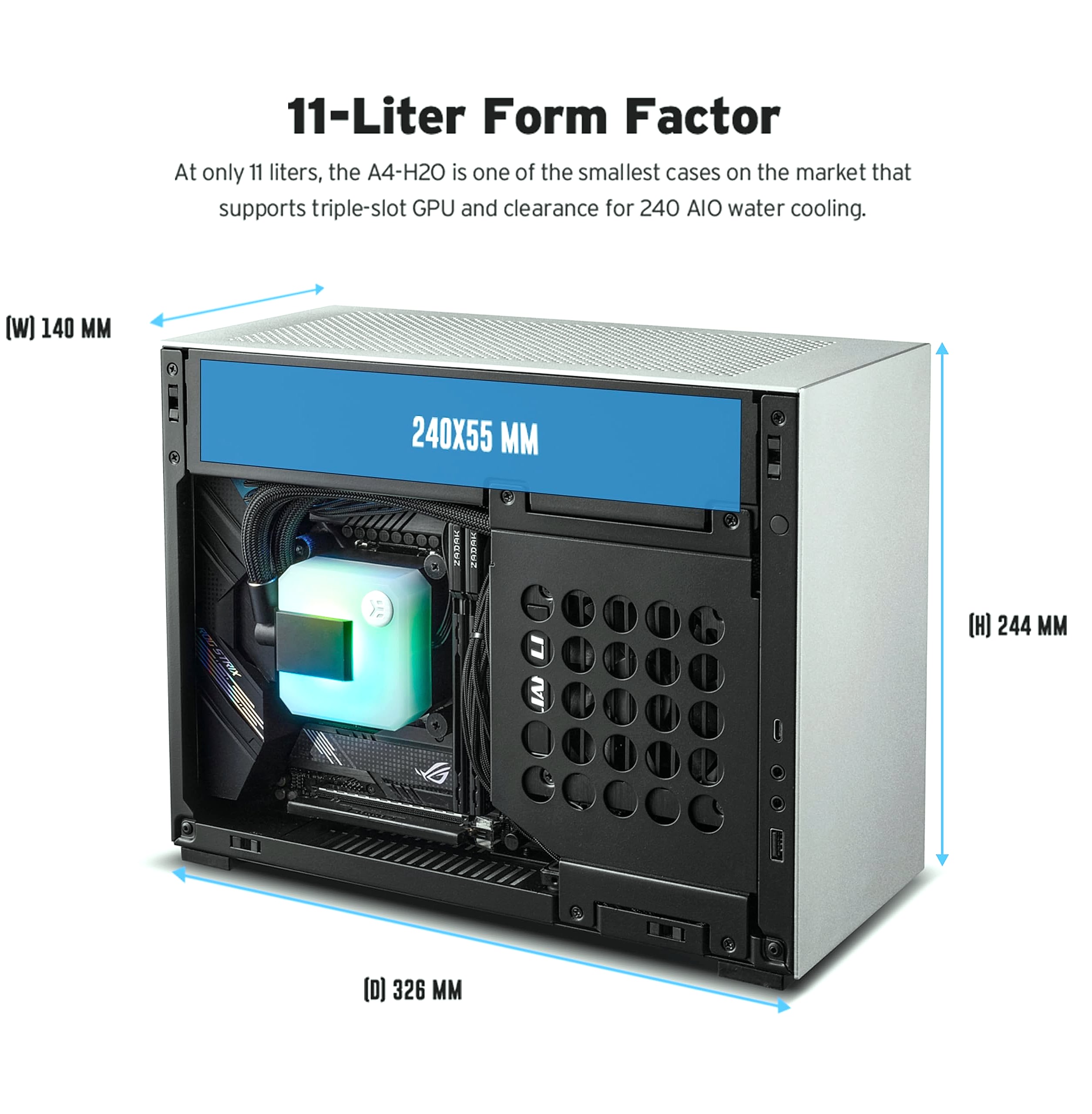 Lian Li A4-H2O Mini-ITX PC Case with 240mm AIO Support
