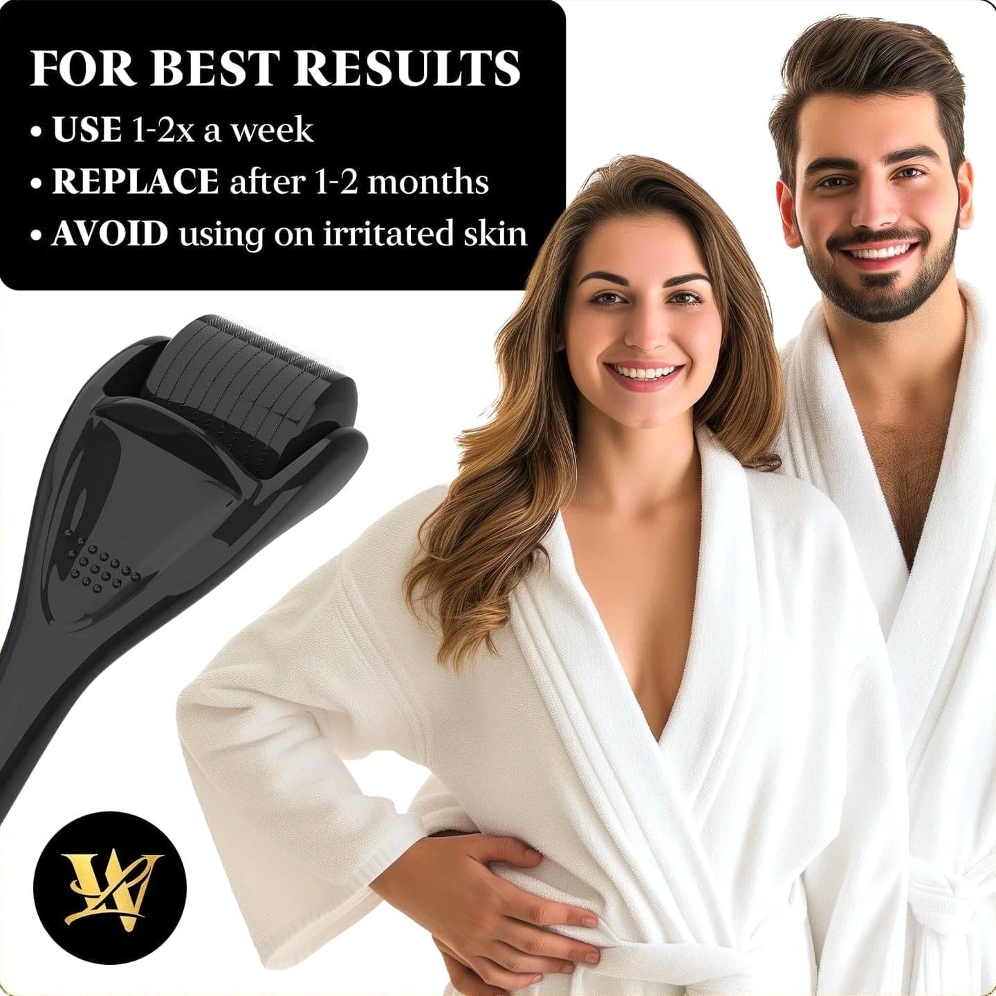Derma Roller for Skin, Hair & Beard - Titanium Microneedling Roller for Women, Men