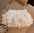 XPQBB Women's Mini Skirt Korean Fashion Ruched Ruffle