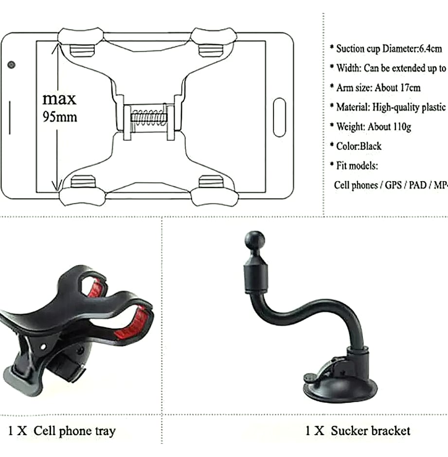 360-Degree Windshield Car Mount with Suction Cup for Phones