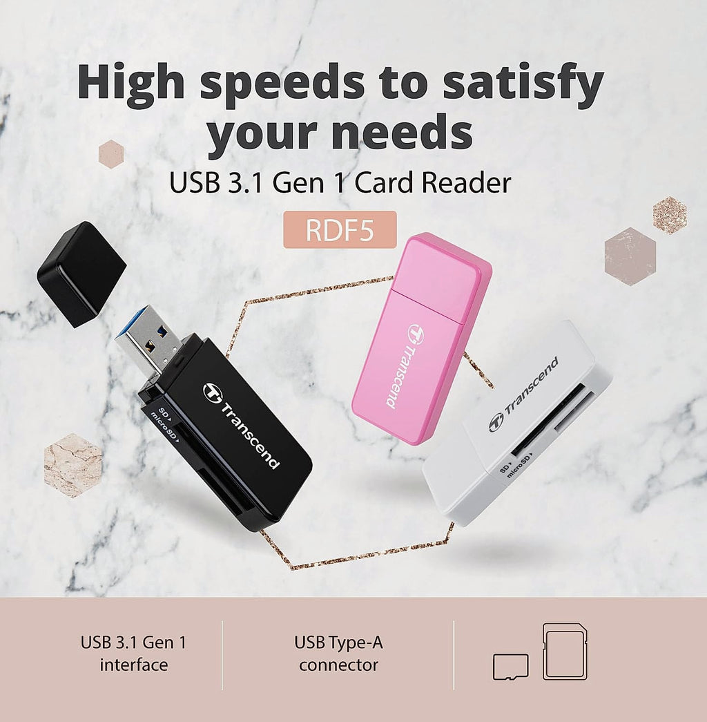 Transcend RDF5 USB 3.1 SD Card Reader for PC and Mac